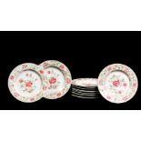 TWELVE FAMILLE ROSE AND GILT PORCELAIN PEONIES DISHES, CHINA, 18TH CENTURY, 1750 CIRCA (12)