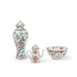 AN ASSORTED LOT OF FAMILLE ROSE LOBED PORCELAINS, CHINA, 18TH CENTURY (3)