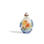 A TRANSPARENT GLASS SNUFF BOTTLE WITH RELIEF DECORATION, CHINA, 19TH CENTURY