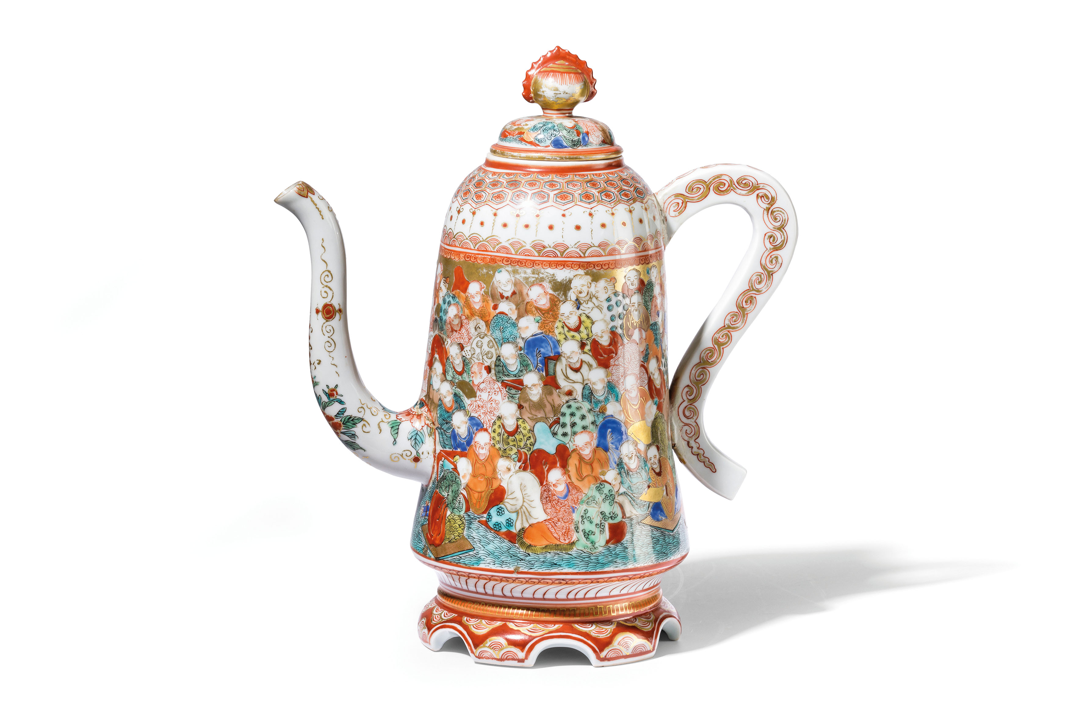A LARGE POLICHROME PORCELAIN COFFE EWER AND COVER, JAPAN, 18TH CENTURY - Image 4 of 6