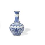A RARE FINE BLUE AND WHITE MING-STYLE BOTTLE VASE MARK AND OF THE PERIOD TONGZHI (1862-1874)