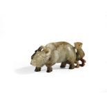A RARE GROUP OF THREE COLOUR JADE ANIMALS, CHINA, QING DYNASTY, 18TH-19TH CENTURY