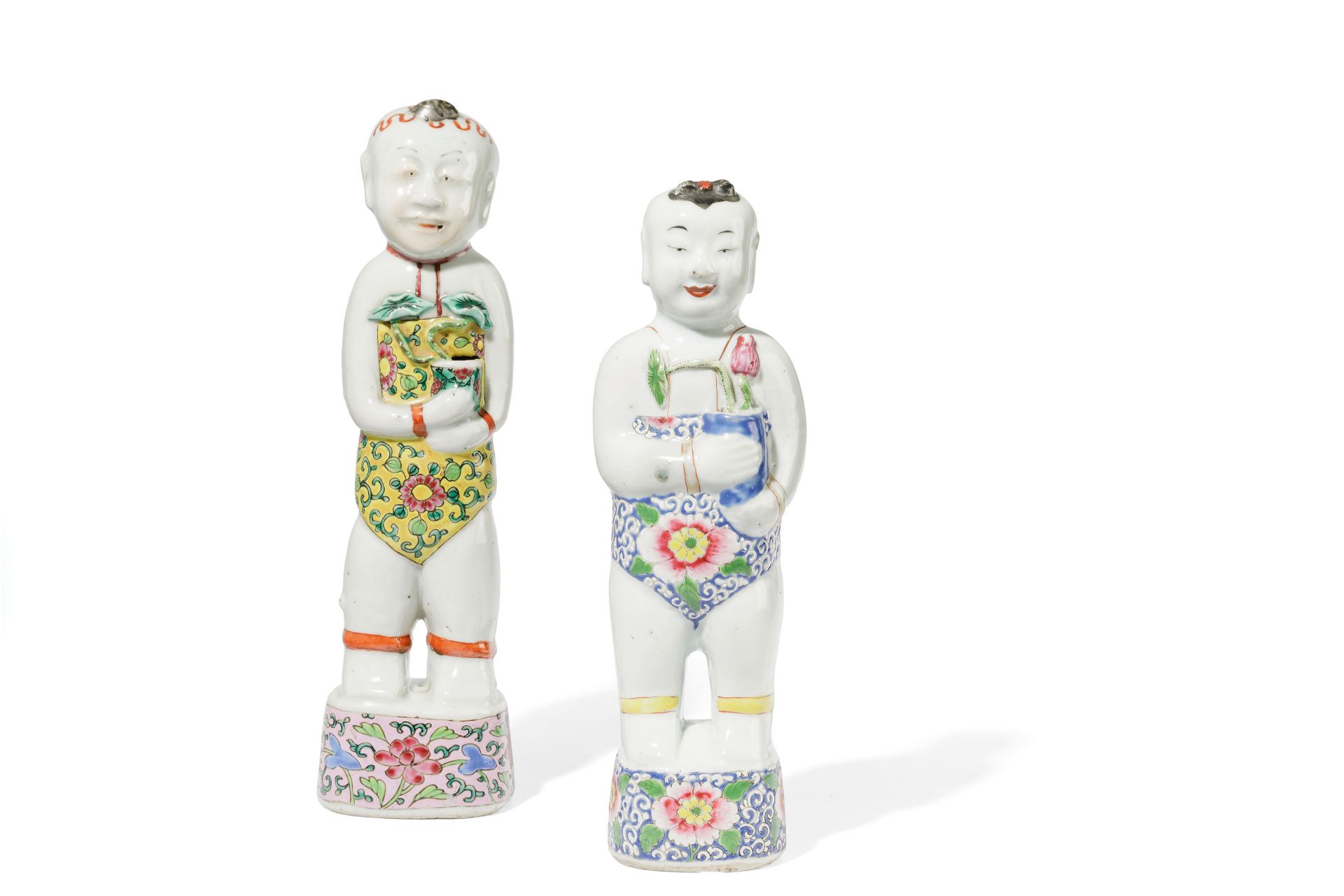 TWO FAMILLE ROSE SMALL FIGURES OF HEHE ERXIAN, CHINA, 18TH-19TH CENTURY (2)