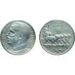 SAVOIA. VITTORIO EMANUELE III (1900-1946). 50 CENTESIMI LEONI 1925 BORDO RIGATO