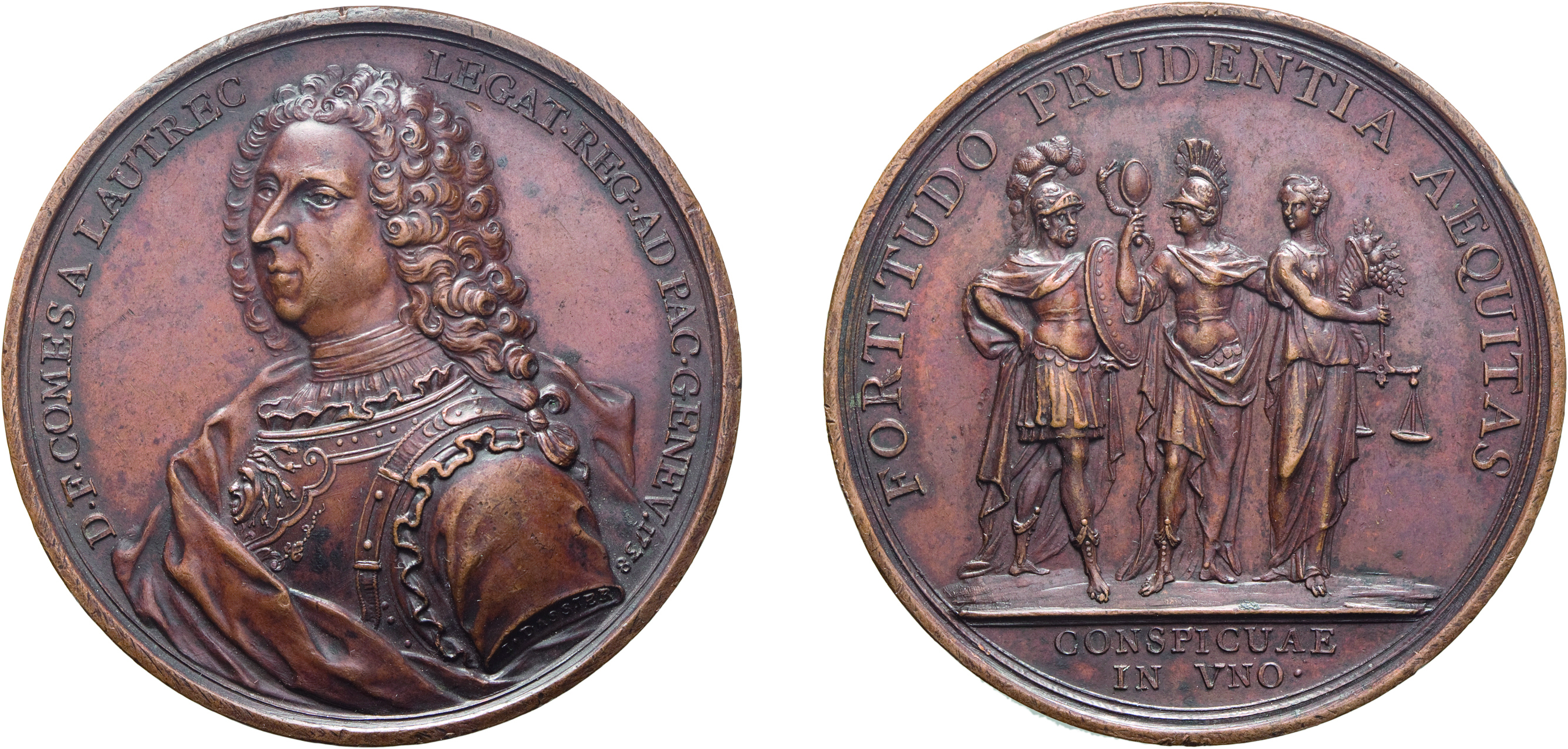 MEDAGLIE ESTERE. SVIZZERA. MEDAGLIA 1738 raffigurante Daniel-François, Compte de Lautrec