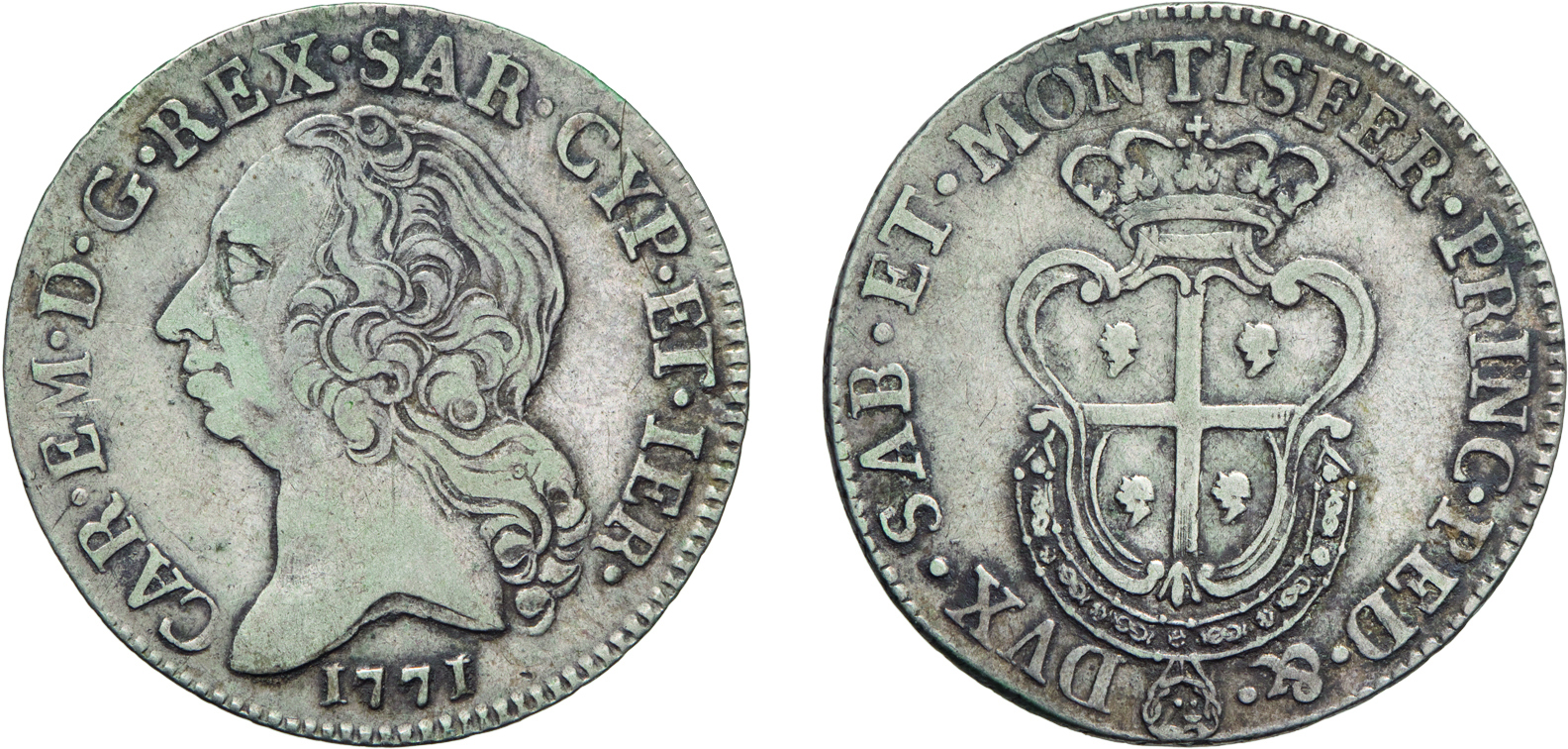 SAVOIA. CARLO EMANUELE III (1755-1773). MEZZO SCUDO SARDO 1771