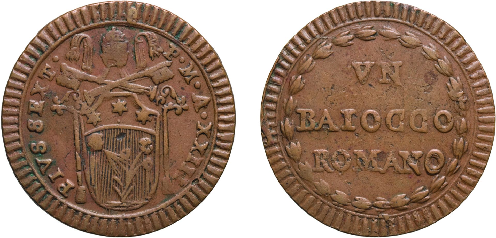 MONETE PAPALI. PIO VI (1775-1799). BAIOCCO A. XXIII