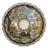 PIATTINO TREMBLEUSE IN MAIOLICA POLICROMA, FORNACE CASTELLANA, XIX SECOLO