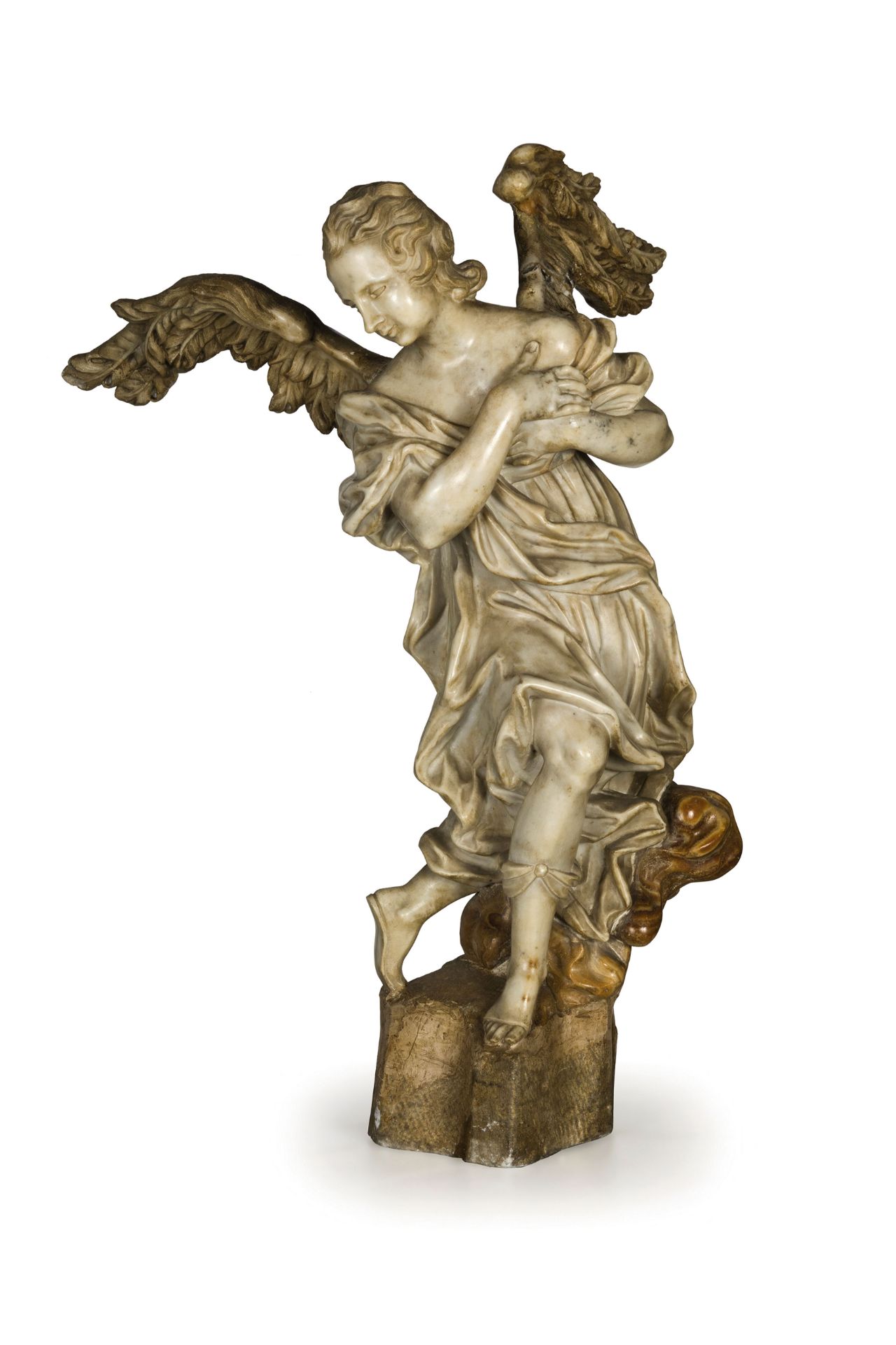 COPPIA DI SCULTURE IN MARMO E ALABASTRO FIORITO, SICILIA, XVII-XVIII SECOLO