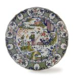 PIATTO IN MAIOLICA POLICROMA, FORNACE DI DELFT, SECOLO XVIII-XIX,