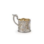 TEA CUP HOLDER IN ARGENTO, MOSCA, 1908-1917, ORAFO I. KHLEBNIKOV, BOLLO CON INSEGNE IMPERIALI