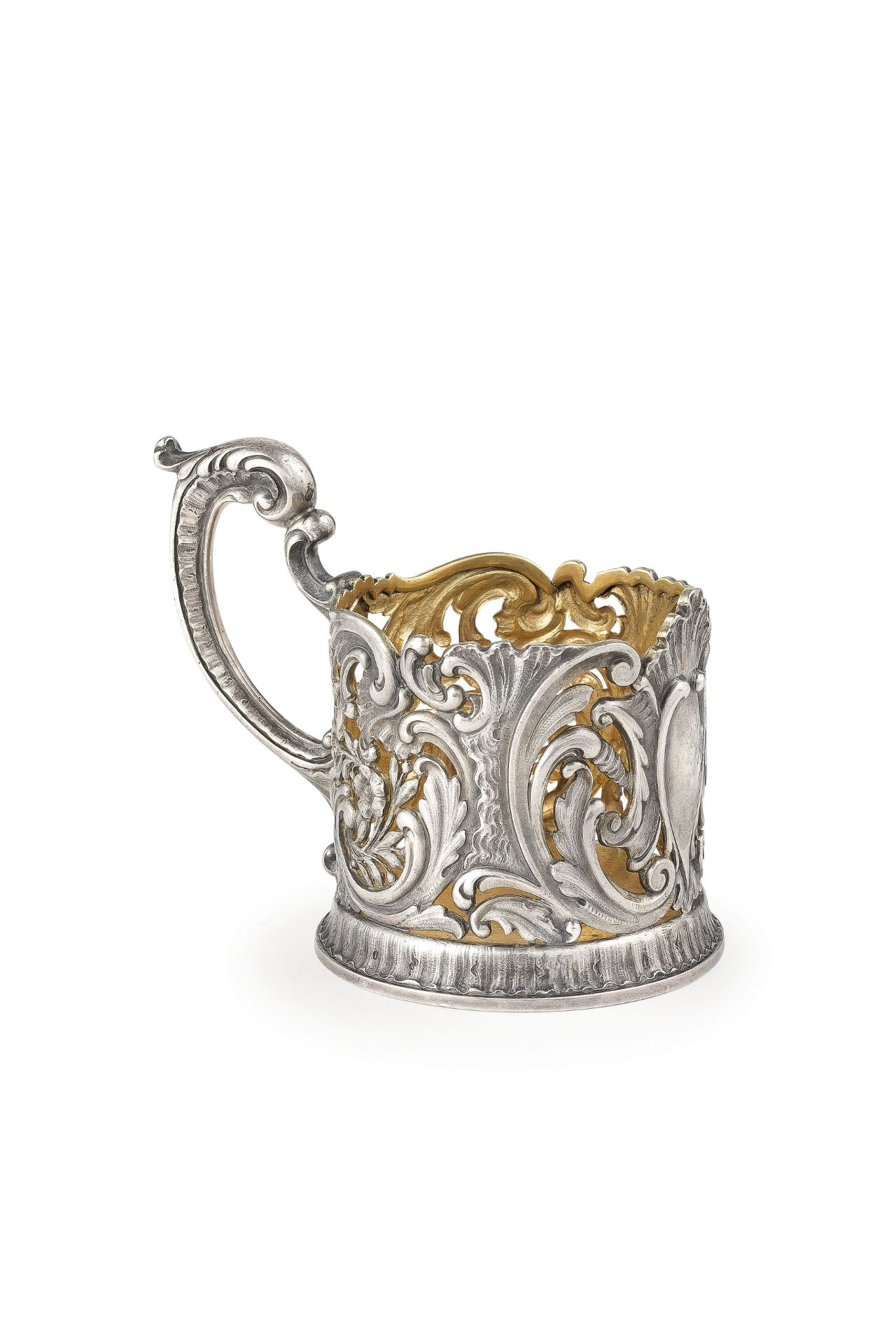 TEA CUP HOLDER IN ARGENTO, MOSCA, 1908-1917, ORAFO I. KHLEBNIKOV, BOLLO CON INSEGNE IMPERIALI