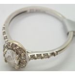 9ct white gold fancy cubic zirconia ring size L 2.