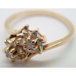 14ct gold diamond double flower head ring size R