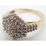 9ct gold diamond cluster ring size T