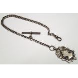 Antique sterling silver Albert chain with a 1900 sterling silver fob CONDITION REPORT: