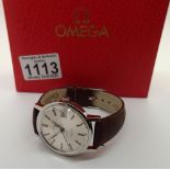 Omega vintage c1972 gents mechanical mens Geneve wristwatch with silver dial and brown leather