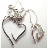 18ct white gold and diamond double heart form pendant necklace (pendant can be split to form two
