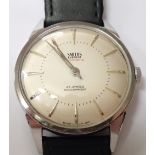 Vintage Smiths Everest stainless steel 25 jewel cased wristwatch with shock proof movement ivory