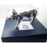 Hallmarked silver filled model of a prize pig assay Sheffield 2017 by Camelot Silver Ltd L: 22 cm