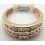 Three row fancy diamond ring size L 3.