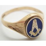 9ct gold Masonic ring size S 2.