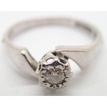 18ct white gold solitaire diamond ring size I