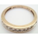 9ct gold white stone set ring size N 2.