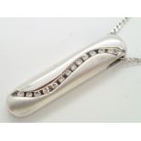 9ct white gold and diamond pendant necklace