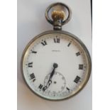 Vintage 1924 sterling silver Pinnacle crown wind pocket watch in Dennison case with press on back