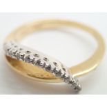 18ct gold and diamond crossover ring size O/P