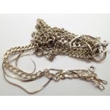 Seven 925 silver mixed link bracelets 18g