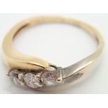 18ct white and yellow gold three stone diamond ring size L/M