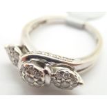 Fancy three stone 0.5ct diamond ring size L 3.