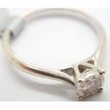 9ct white gold diamond solitaire ring size O 2.