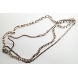 Two 925 silver neck chains each with a different style of link 40g L: 30 cm