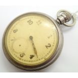 Vintage General Services timepiece military chrome pocket watch with white face and luminous