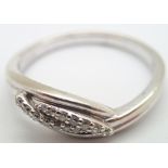 9ct white gold and diamond crossover ring size M/N