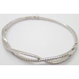 9ct white gold crossover diamond set bangle