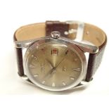 Vintage Camy super automatic 77 jewel gents wristwatch with fancy dial and new leather strap fitted