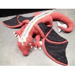 Handmade one of a kind red dragon in crochet nose to tail L: 2 metres and a wingspan of one metre