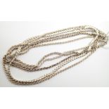 Five 925 silver neck chains 45g