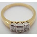 18ct gold three stone diamond ring size N