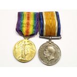 WWI British war medal and Victory medal named to 66935PTE W R Honna Cheshire Regiment