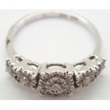 9ct white gold and diamond cocktail ring size L/M