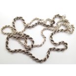 Two 925 silver rope chain necklaces 35g different lengths