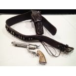 American hand tooled leather belt with Italian made BM ranger handgun side blaster 380 cal
