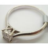 9ct white gold diamond solitaire ring size O 2.