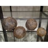 Four antique cannonballs (metal detecting finds) probably Lincolnshire