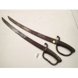 Near pair of vintage all metal swords blade L: 58 cm